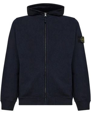 Stone Island Minimalist Zip-Up Hoodie With Distinctive Patch De - Blau