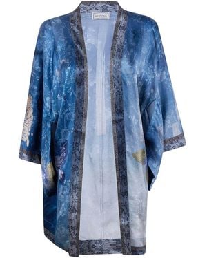 Pierre Louis Mascia Bedruckter Seidenkimono - Blau