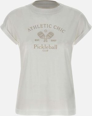 Eleventy Weißes Baumwoll-Lyocell-Logo-T-Shirt - Grau