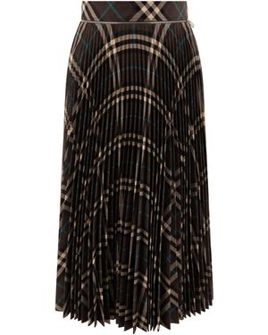 Burberry Geruite Wollen Rok - Zwart