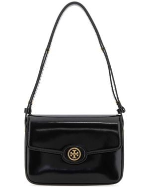Tory Burch Leather Robinson Shoulder Bag - Black