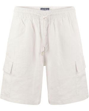 Vilebrequin Shorts Bermuda Di Bermuda Di Lino - Bianco