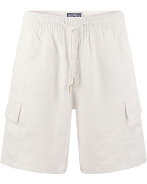 Vilebrequin Pantalones cortos de bermudas de carga de lino vilebrequín - Blanco