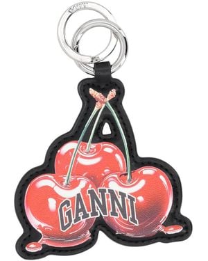 Ganni Leather Keychain - Red