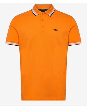 BOSS Baumwoll-Piqué-Poloshirt mit Logo - Orange