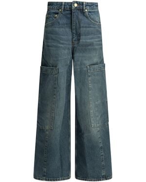 Ganni "Baggy Cargo" Wide Leg Jeans - Blue