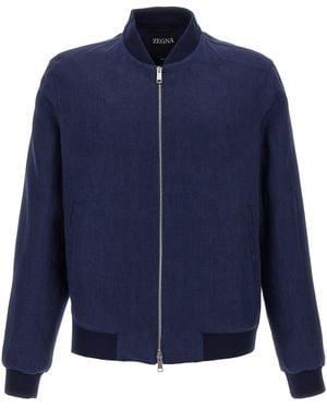 ZEGNA Bomber Oasi Lino - Blau