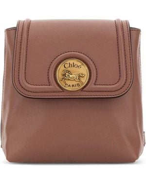 Chloé Antiqued Leather Horse Medal Backpack - Brown