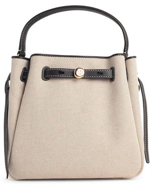 Tory Burch Small 'Romy Canvas Bucket' Cotton Bag - Natural