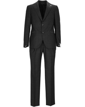 LUIGI BIANCHI SARTORIA Drop 7 Chequered Suit - Black
