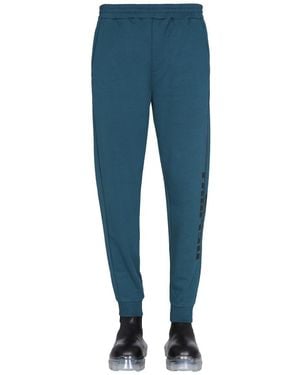Helmut Lang Jogging Pants With Logo Print - Blue