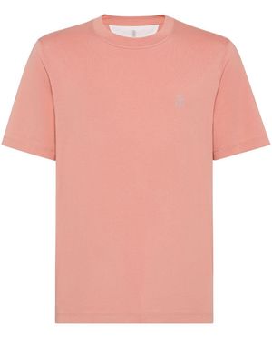 Brunello Cucinelli T-Shirt Met Logoprint - Roze
