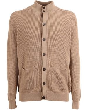 Ballantyne Full Button Cardigan Cotton - Brown