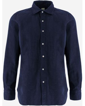 Finamore 1925 Ribbed Cotton Shirt - Blue
