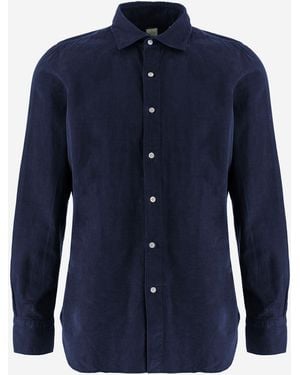 Finamore 1925 Ribbed Cotton Shirt - Blue