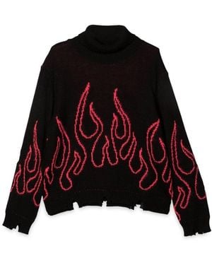 Vision Of Super Jumper High Neck With Flames - Red
