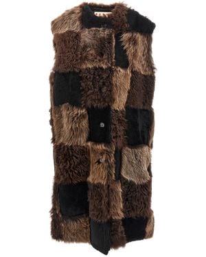 Marni Long Shearling Vest - Brown