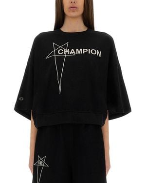 Champion x Rick Owens Cropped "Tommy T" T Shirt - Black