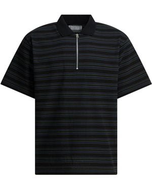 Sacai Gestreiftes, knopfloses Poloshirt von - Schwarz