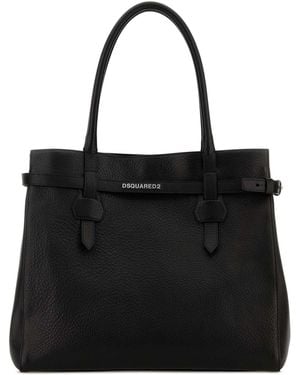 DSquared² Black Leather Twin Shopping Bag