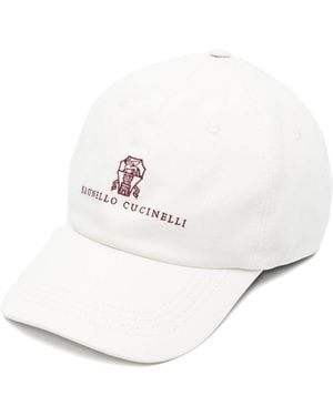 Brunello Cucinelli Cappello Da Baseball Con Ricamo - Bianco