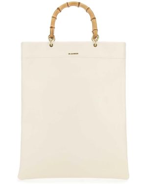Jil Sander Ivory Leather Medium Shopping Bag - Natural