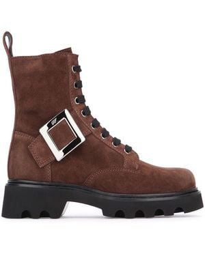 Roger Vivier Viv Rangers Lace-Up Bootie 20 - Brown
