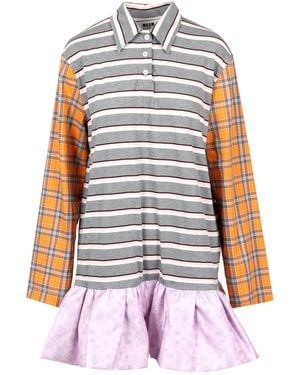 MSGM Kleider Grau+Orange+Weiß - Mehrfarbig