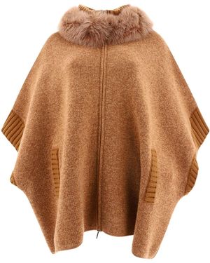 Giovi Cape mit Pelzeinsätzen - Braun