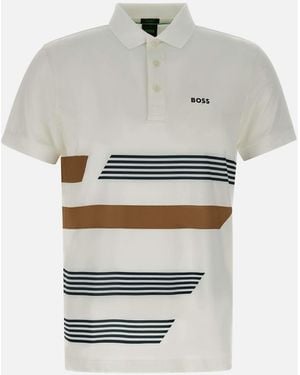 BOSS Paddy Tape Print Polo Shirt - Grey
