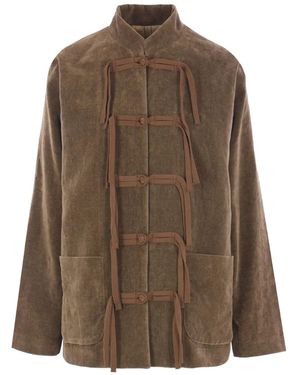 Uma Wang Jacke aus Samt mit Knebelverschlüssen - Braun