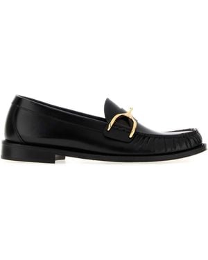 McQueen Leather Wishbone Loafers - Black