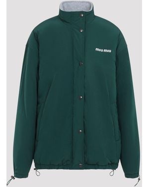 Miu Miu Padded Snap-Front Blouson Jacket - Green