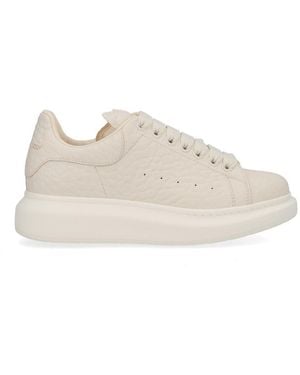 McQueen Leather Sneakers With Leather Heel - Natural