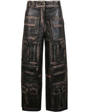 Fermas.club Leather Cargo Trousers - Grey