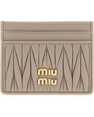 Miu Miu Mini Leather Card Holder (10 Cm X 8 Cm) - Brown
