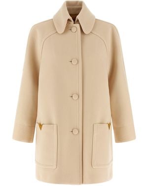 Valentino Garavani Manteau drapé en laine - Neutre