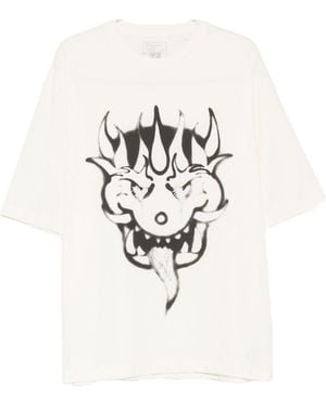 Y-3 Camiseta de algodón estampada - Blanco