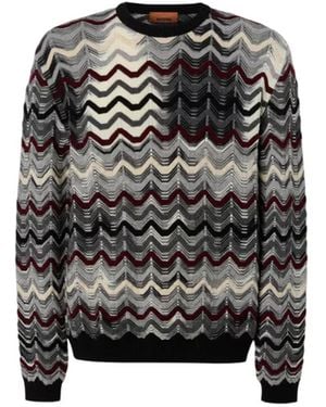 Missoni Crew-Neck Jumper With Geometric Zigzag Pattern - Black