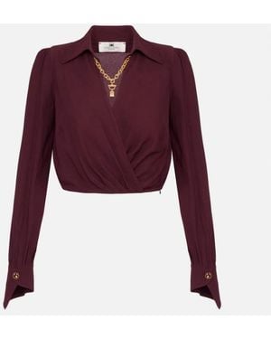 Elisabetta Franchi Shirt With Jewel Detail - Purple