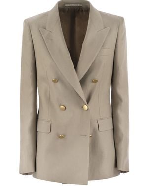 Tagliatore Paris Leinen Doppelbrustblazer - Natur