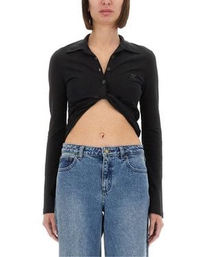 Courreges Twist" Cropped Polo Shirt - Blue