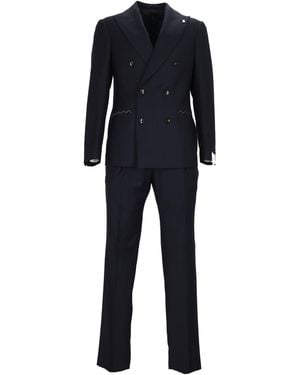 LUIGI BIANCHI SARTORIA Drop 7 Double-Breasted Suit - Blue