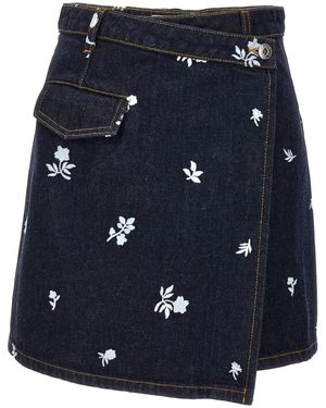 Lanvin All-Over Embroidery Skirt - Blau