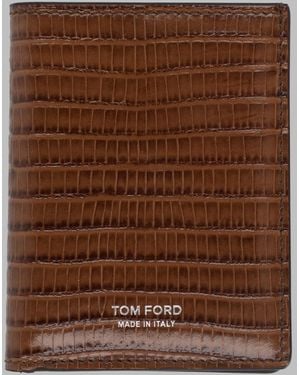 Tom Ford Lizard-Embossed Leather Bifold Wallet - Brown
