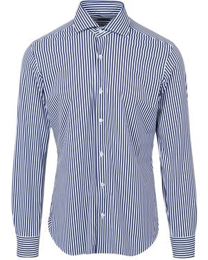 Barba Napoli Overhemden Wit+marineblauw