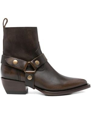 Golden Goose Bottines En Cuir À Bride Cheville 40 Mm - Marron