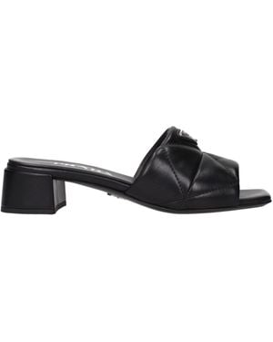 Prada Leather Sandals - Black