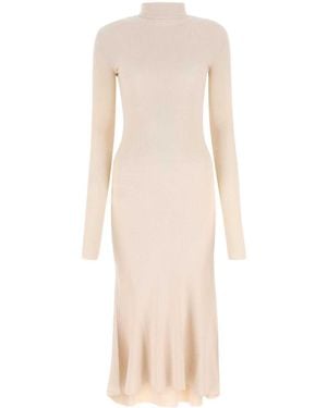 Balenciaga Sand Silk Blend Dress - Natural