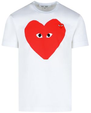 COMME DES GARÇONS PLAY Comme Des Garçons Suona La Maglietta Di Cotone Bianco - Rosso